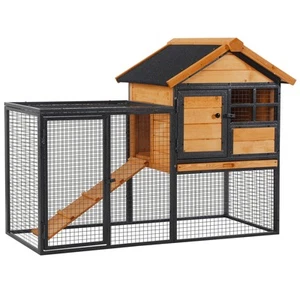 PawHut Wood-metal Rabbit Hutch Elevated Pet House Outdoor 122 x 63 x 92cm - Picture 1 of 11