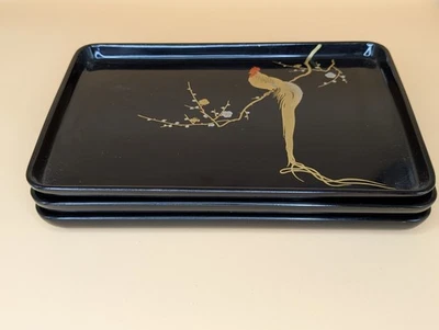 Juegos de bandejas de laca japonesa vintage ROJO - VERDE - NEGRO Foto 1 de 4