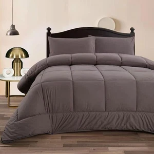 Ramesses Charcoal 3- Piece Mink Flannel Comforter Set Double - Picture 1 of 2