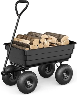 Carro de volteo de polietileno de alta resistencia carro de jardín carro de volteo de liberación rápida para patio Foto 1 de 4