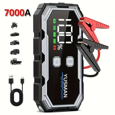 YUSMAN 7000A Car Jump Starter Battery Booster LED Power Bank Pack USB Fast Charger 12V