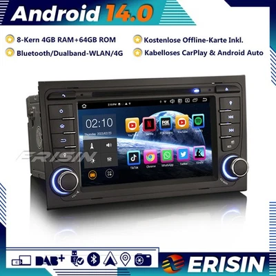 8-Kern Android 14 Autoradio GPS DAB+ CarPlay für AUDI A4 S4 RS4 RNS-E SEAT EXEO - Bild 1 von 4