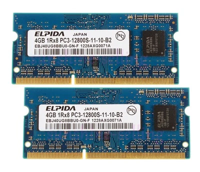 8GB (2x 4GB) RAM Elpida 1Rx8 PC3 12800S Memory RAM SODIMM 1600Mhz Laptop Intel - Image 1 of 4