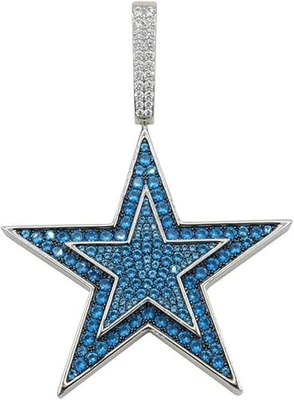 Colgante GLD NFL DALLAS COWBOYS 14k Chapado en Oro Blanco Zafiro Azul NUEVO Foto 1 de 4