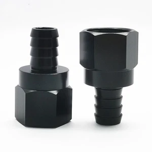 AN10 Female Thread to 1/2 Hose Barb Fuel Oil Line Fitting End Straight Black - Picture 1 of 5