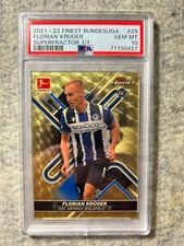 2021-22 Topps Finest Bundesliga Florian Kruger Superfractor 1/1 Rookie RC PSA 10
