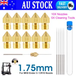 10X MK8 3D Printer Nozzles Extruder 5 Needles Fr Makerbot Creality CR-10 Ender 3 - Picture 1 of 16