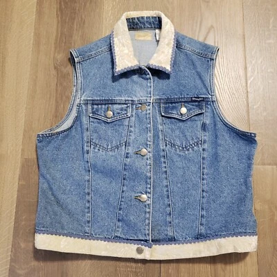 Chaleco vaquero Wrangler para mujer talla XL Western Denim terciopelo abotonado  Foto 1 de 4