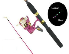 Master Fishing Rod And Reel Combo With Led Lights Pink