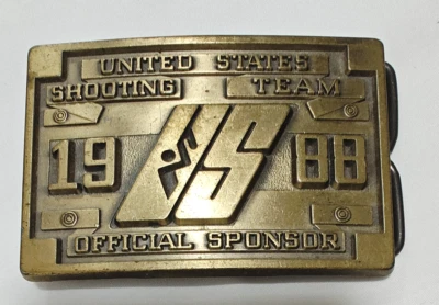 Hebilla de cinturón patrocinador oficial del equipo de tiro olímpico de Estados Unidos Seúl 1988 vintage Foto 1 de 4
