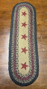 VHC Brands Item:27446 Landon Jute Stair Tread Oval Stencil Stars 8.5x27 - Picture 1 of 3
