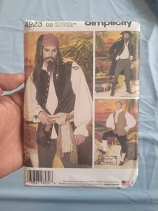 Pirate Costumes Men's Size L - XL Simplicity 4923 Halloween Cosplay Pattern - Picture 1 of 4