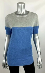 J.Crew Sweater Womens S Blue Gray Color Block Short Sleeve Crew Neck 60468 - Picture 1 of 8