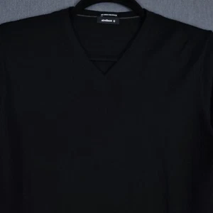 Strellson Sweater Mens XL Black Merino Wool Extra Fine V-Neck Pullover - Picture 1 of 11