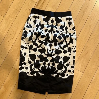 全新无标签 proenza Schouler 印花真丝高腰铅笔中长半身裙 — 第 1/4 张图片