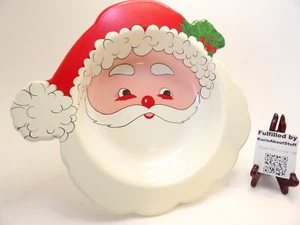 Vtg Jolly Santa Clause Face Server Christmas Cookie Candy Chip Party Bowl 1980s - Picture 1 of 3