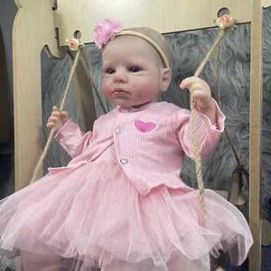 50CM Loulou Awake Princess Girl Reborn Baby Doll Open Blue Eyes 3D Skin Visible - Picture 1 of 13