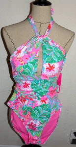 Lilly Pulitzer Ledger Neckholder einteiliger Badeanzug ""REISE IN DEN JUNGLE"" 10 Neu mit Etikett - Bild 1 von 7