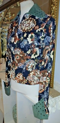 Единственный в своем роде ручной работы замшевая отделка куртка винтажные стразы разноцветный s - Изображение 1 из 4