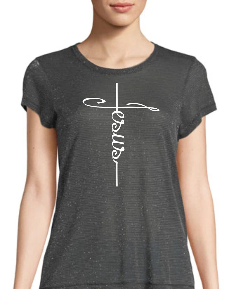 Camiseta Jesus Cruz Feminina Fé Cristã Religiosa Bíblia Cristo Igreja Missy Nova - Imagem 1 de 3