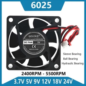 6025 DC Fans 3.7V 5V-24V Brushless Silent Cooling Cooler Fans For Computer Case - Picture 1 of 6