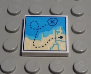 Lego Tile - 2x2 White with Decor Treasure Map - Picture 1 of 1