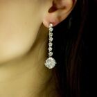 Rhinestone Silver Dangle With Large Solitare Shaped Stone Bridal Earrings 