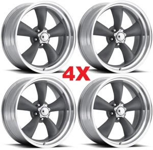 17 TORQ THRUST GRAY WHEELS RIMS STAGGERED 17X7 17X8 - Picture 1 of 6