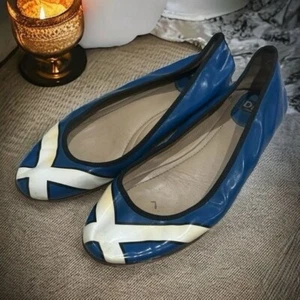 Vintage Dolce & Gabbana Blue & White Stripe Ballet Flats Women’s Size EU40 US9 - Picture 1 of 7
