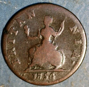 1754 Great Britain George II Farthing copper KM#581.2 - Picture 1 of 2