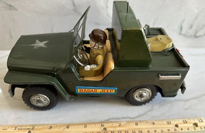 Vintage TN Nomura Tin Toy US Army Radar Jeep Battery Operated 1960s - Image 1 of 4