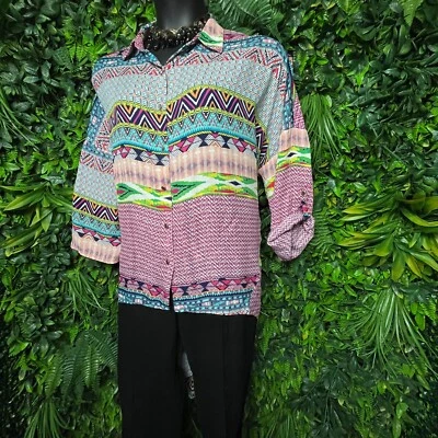 Blusa CATO Tops Mujer 18/20W Rosa Estampado Botón Cuello Cuello Dobladillo Alto Bajo 1455 Foto 1 de 4