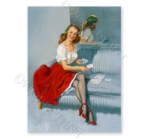 1940,s Elvgren Pin-Up Playing Cards Poster "Ace if Hearts" 16x20 Vintage - Bild 1 von 2