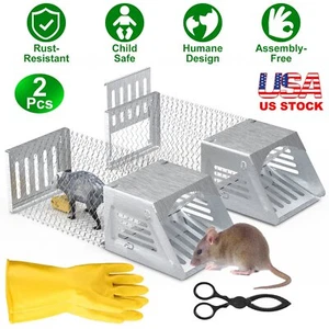 2Pcs Humane Mouse Trap Reusable Catch Cage Rat Trap Outdoor Yard Live Cage Trap - Picture 1 of 12