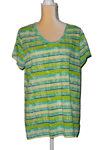Neu mit Etikett New Directions T-Shirt ~ Damen XL ~ 100 % Baumwolle ~ abstrakte Streifen - Bild 1 von 13