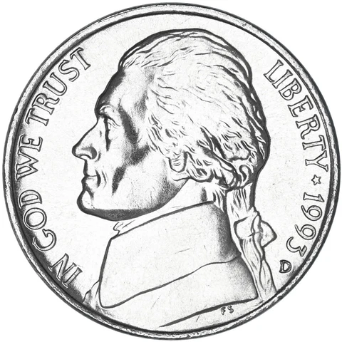 1993 D Jefferson Nickel Choice BU US Coin Cover