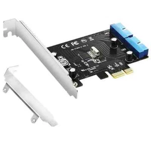 PCI Express to Dual 20 Pin USB 3.0 Controller Card PCI-E X1 to 2 Ports USB 3.0 - Picture 1 of 1