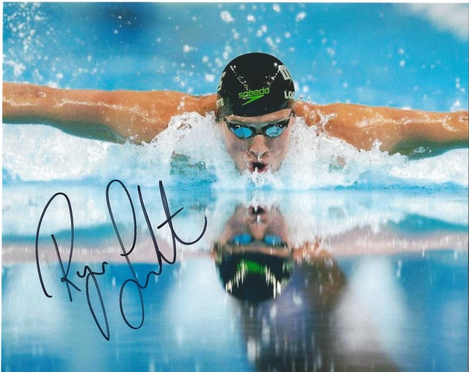 Foto assinada por Ryan Lochte 8 x 10 EQUIPE EUA Olimpíadas de Natação FRETE GRÁTIS - Imagem 1 de 1