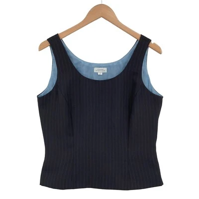 Camiseta sin mangas Tahari para mujer talla 10 negra a rayas forrada ligera cremallera lateral Foto 1 de 4