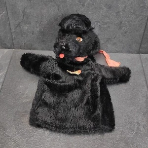 Vintage Steiff Handpuppe Hund Pudel Snobby Schwarz Mit Pappschild Auf Der Brust - Bild 1 von 7