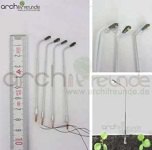 2x LED moderno Rame Lampada da strada argento 7,5cm Modellismo 1:100/1:87 - Foto 1 di 1