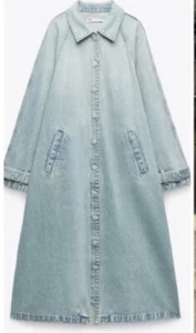 Gabardina vaquera de gran tamaño Zara TRF años 90 look lagen preppy talla XL/XXL - Imagen 1 de 10