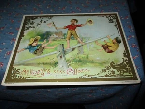 Trade Card McLaughlin's XXXX Coffee See Saw Three Boys W F McLaughlin & C0 - Picture 1 of 2