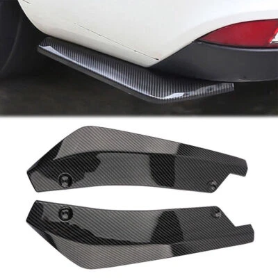 2X For Scion Carbon Fiber Black Rear Bumper Diffuser Lip Splitter Canard - Image 1 of 4
