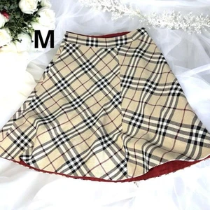 Burberry Nova Check A-Line Denim Skirt Knee-Length Big Size Used - Picture 1 of 16