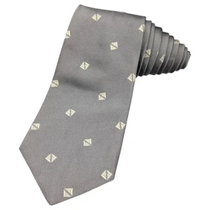 Cravatta Polo Ralph Lauren classica seta geometrica diamante jacquard grigio 58,5" vintage - Foto 1 di 9