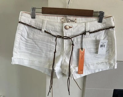 Dittos Denim Shorts Mujer 29 Blanco Corbata Cinturón Y2k Años 90 Verano Boho Nuevo Con Etiquetas Foto 1 de 4