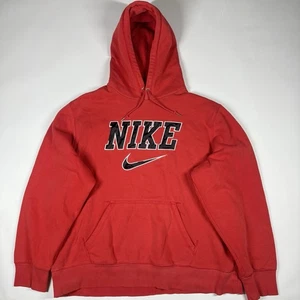 Vintage Y2K Nike Center Swoosh Spellout Logo Red Pullover Hoodie Size 2XL - Bild 1 von 11
