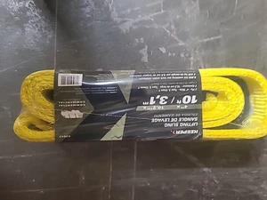 Lift Sling 4x10 ft 2 Ply Polyester 22000 lb Heavy Duty Flat Eye Strap Yellow - Picture 1 of 1