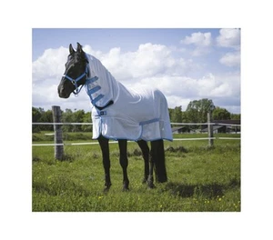 Manta antimoscas COMBO Riding World blanco/azul claro 100-165 cm NUEVO - Imagen 1 de 4
